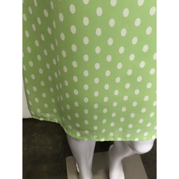 Y2K. ESPRIT DE CORP. Green & White. Polka Dot Dress wiButton Keyhole Back. XS-S - Picture 7 of 10